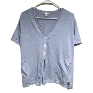 J. Jill Blue Linen Blend Open Cardigan